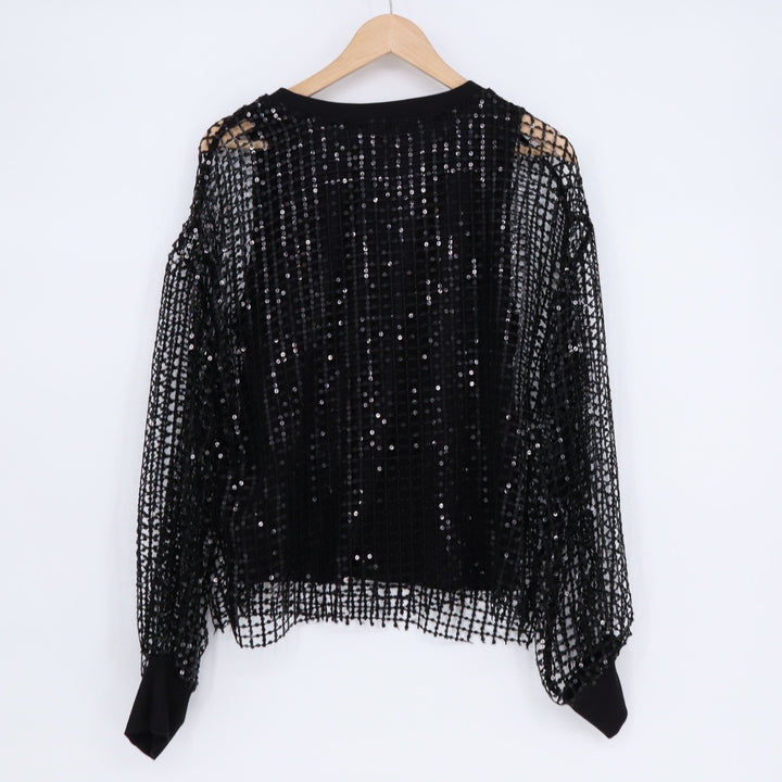 Pilcro Anthropologie Festival Top Women Medium Black Sequin Guns N Roses Concert