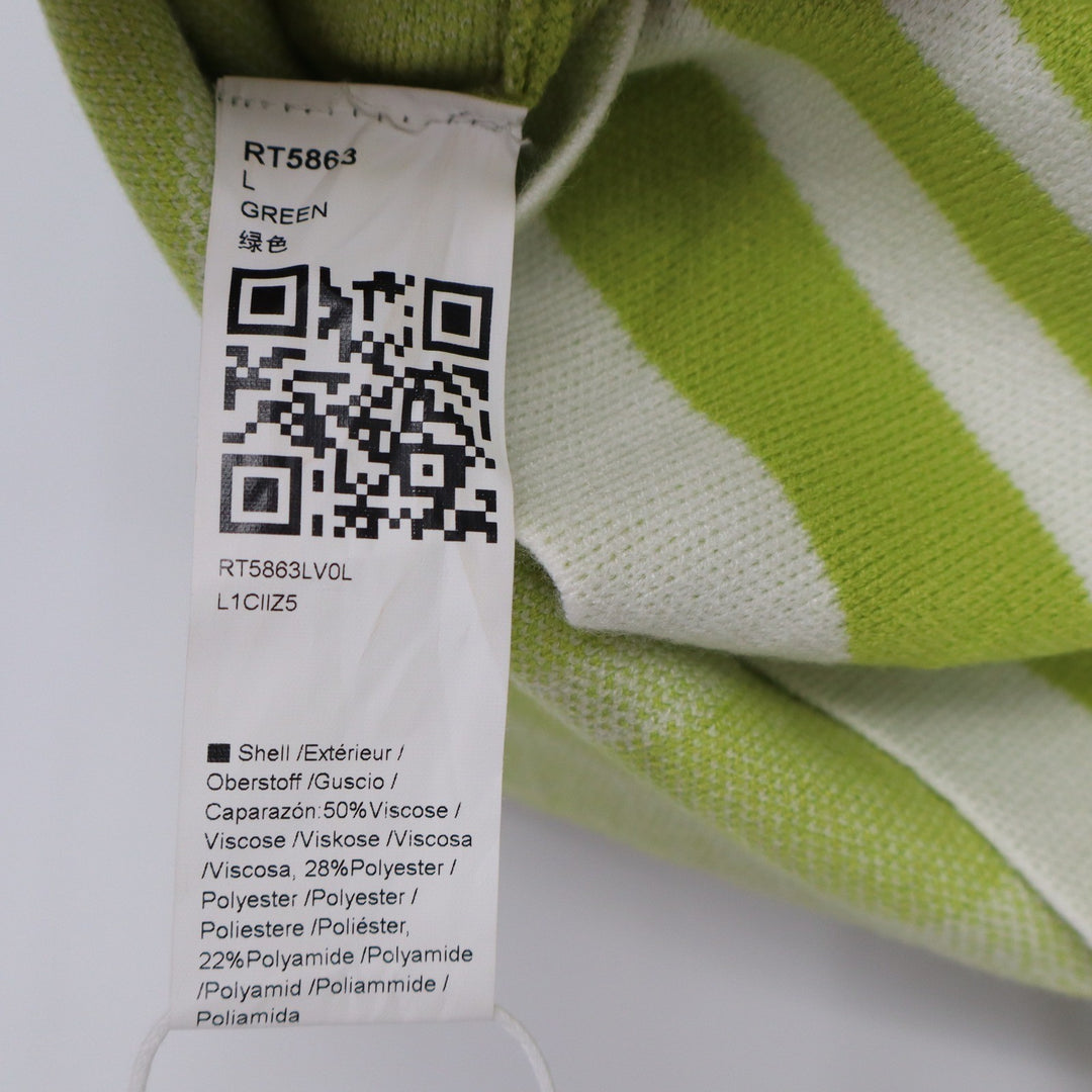 Saodimallsu Lime Green White Geometric Striped Knit Mini Skirt Size L