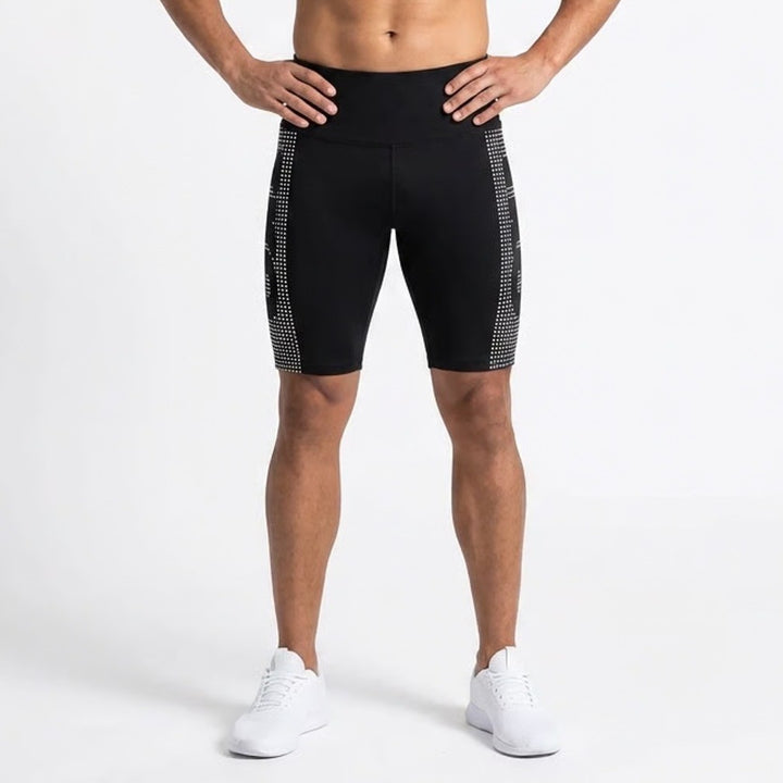 TKO Mens Black White Dotted Graphic High Waisted Biker Shorts Size L