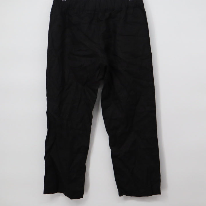 American Giant Pants Women Medium Black Linen Elastic Waist Relaxed Fit Wide Leg