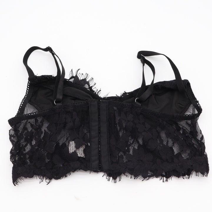 SHEIN Bustier Top Womens XS Floral Lace Black Eyelash Trim Underwire Excellent