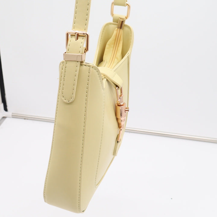 Unbranded Shoulder Bag Womens OS Hobo Piston Lock Pastel Yellow Minimalist EX