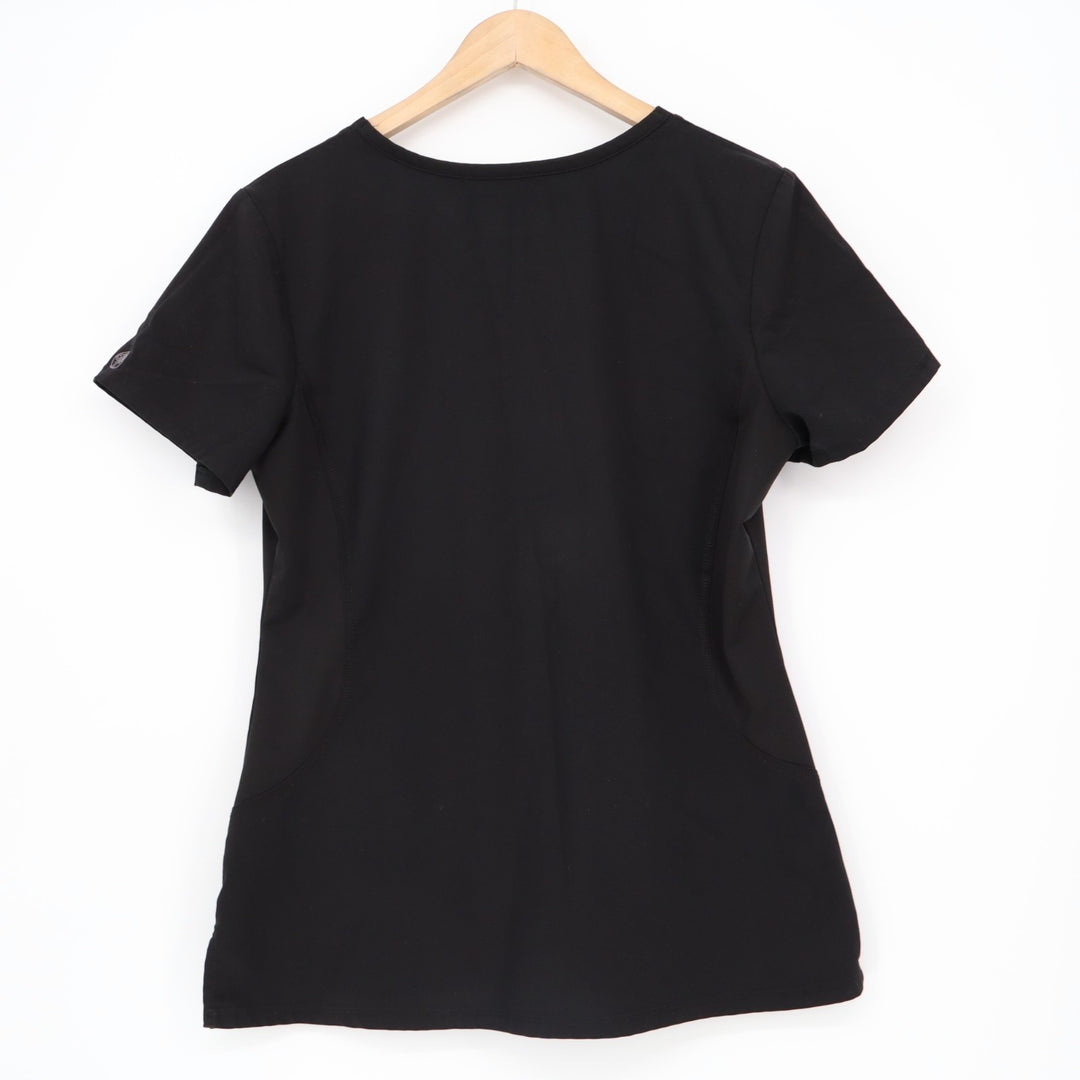 Purple Label by Healing Hands Scrub Top Women's Medium Black V-Neck Short Sleeve