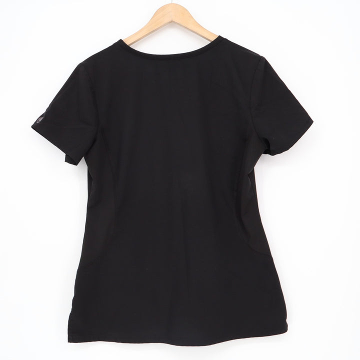 Purple Label by Healing Hands Scrub Top Women's Medium Black V-Neck Short Sleeve