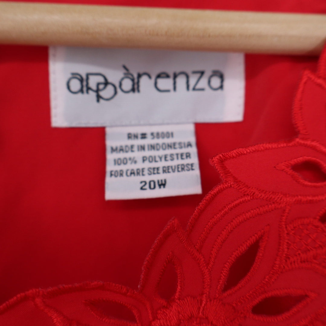 Apparenza Red Sleeveless Blouse Floral Eyelet Cutout Neckline Plus Size 20W