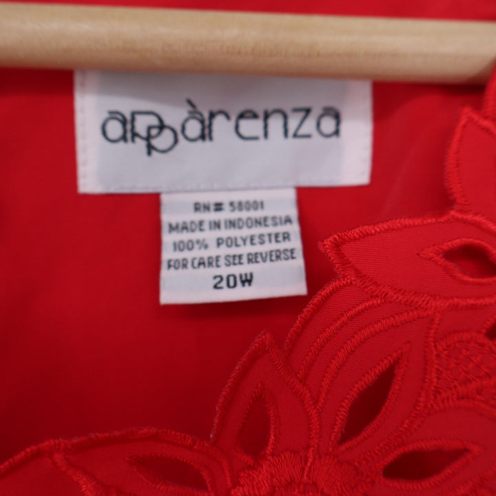 Apparenza Red Sleeveless Blouse Floral Eyelet Cutout Neckline Plus Size 20W