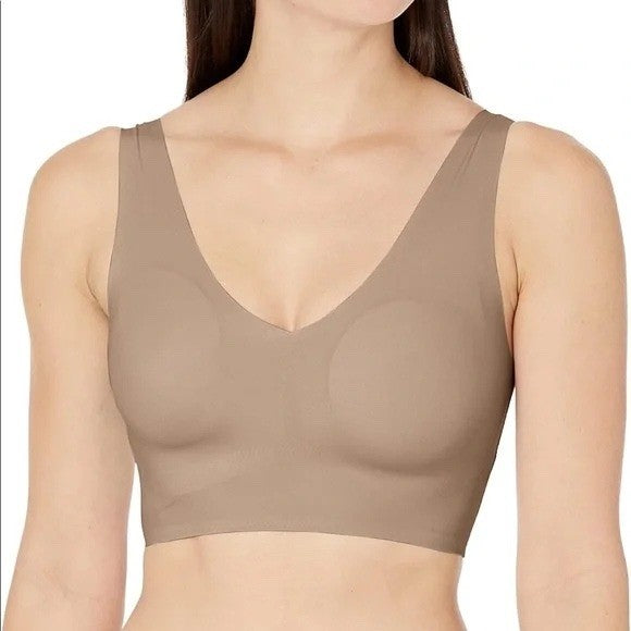 Calvin Klein Invisibles Lightly Lined Bralette Bra Women XL Brown Stretch V-Neck