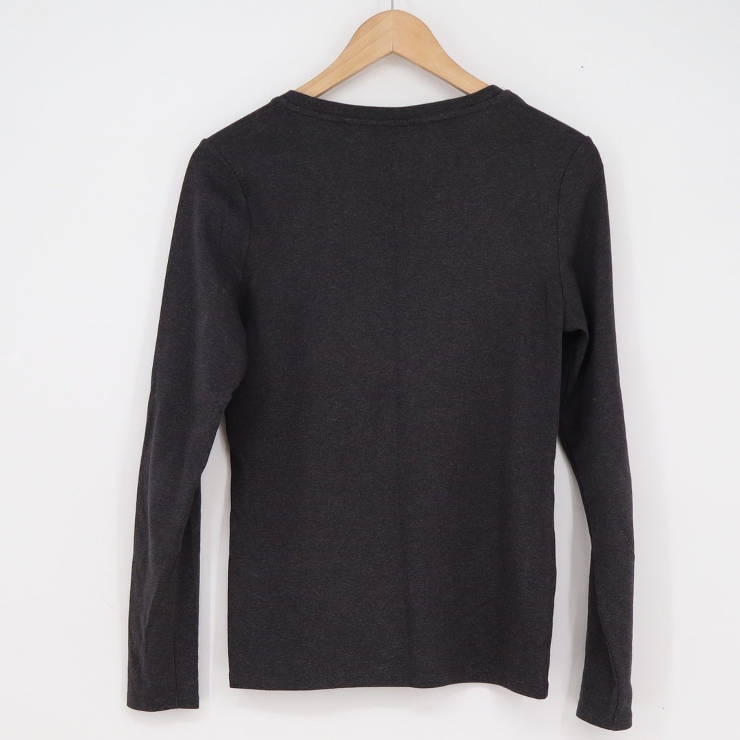 Uniqlo Mens M Charcoal Gray Cotton Spandex Crew Neck Long Sleeve T-Shirt