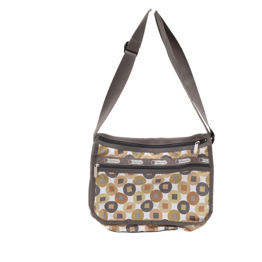 LeSportsac Deluxe Everyday Bag Geometric Circle Square Tan Brown Crossbody