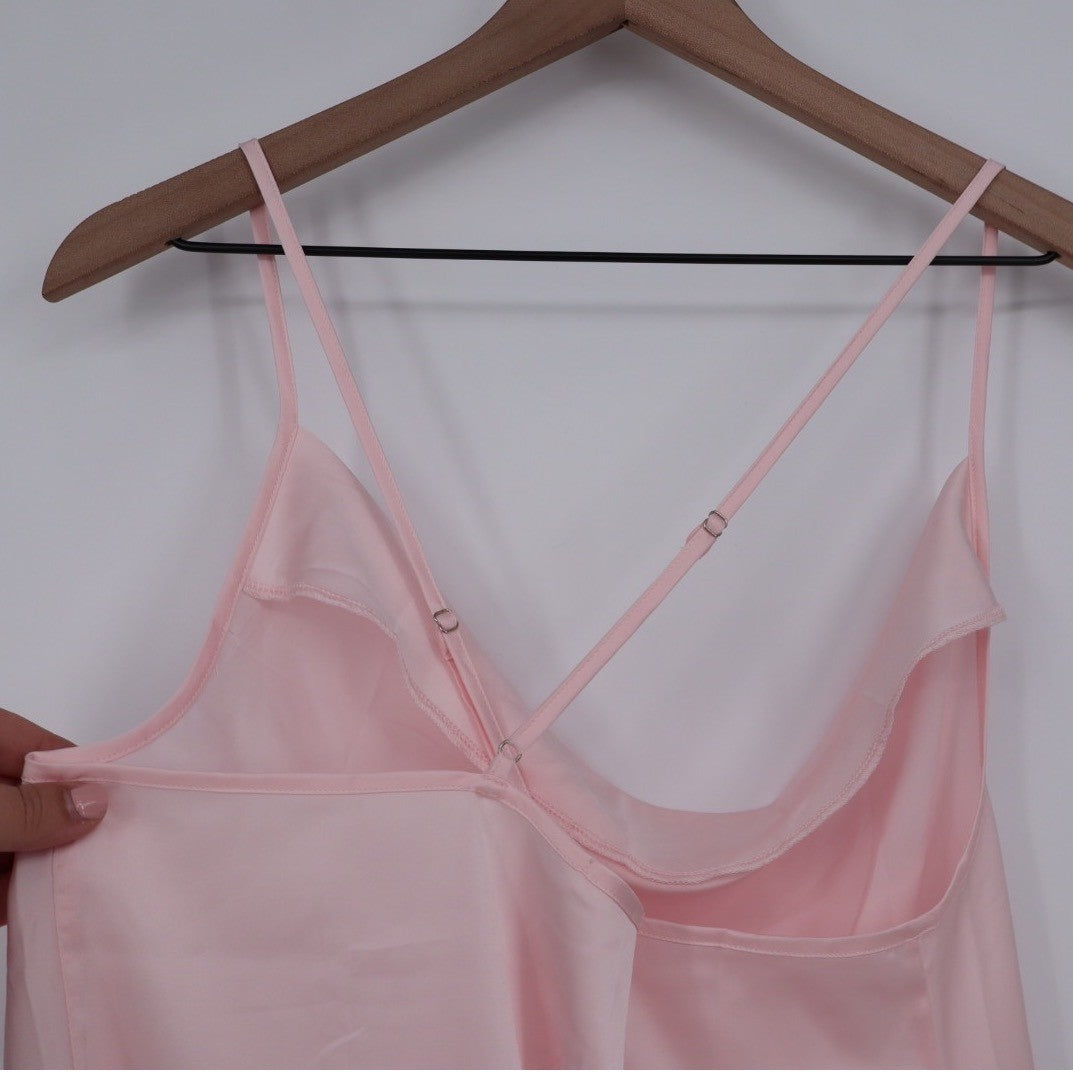 EKOUAER Pink Camisole Tank Top Cowl Neck Spaghetti Strap Size M
