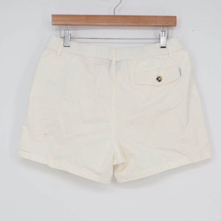 Maamgic Mens Chino Shorts Size 32 Off-White Cream Cotton Stretch Elastic Back