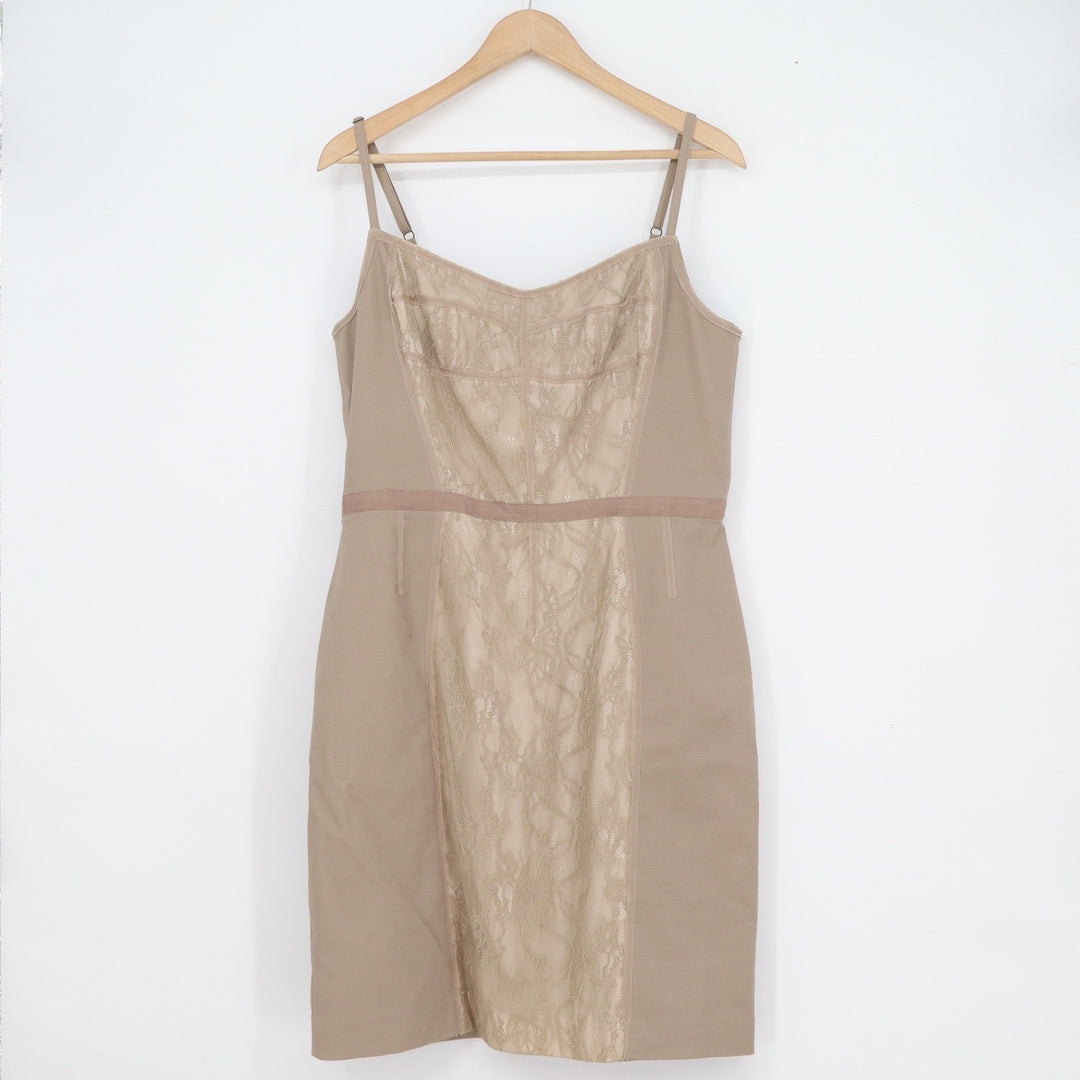New York & Company Collection Tan Lace Front Sheath Dress Size 14 Sleeveless