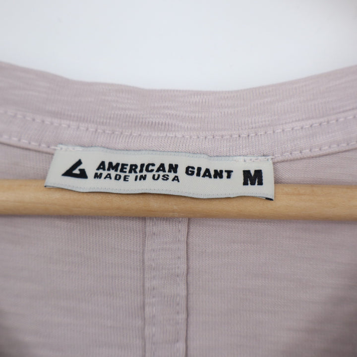 American Giant Premium Slub T-Shirt Women M Ashes Rose Cotton V-Neck Long Sleeve