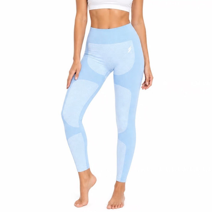 DoYouEven Womens Seamless High Waisted Contouring Leggings Light Blue Large