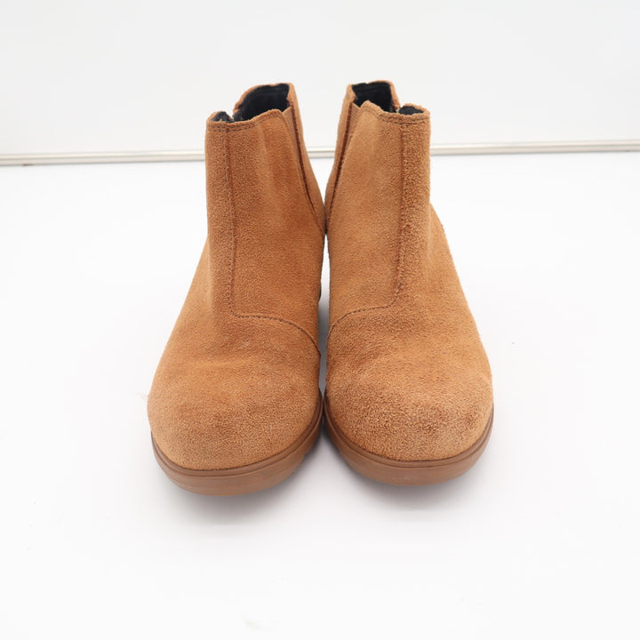Sorel Ankle Boots Womens 8 Lolla II Tan Suede Wedge Side Zip Excellent