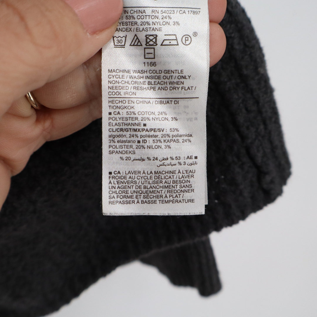 Old Navy Mens Large Charcoal Grey Waffle Knit Open Front Cardigan Sweater
