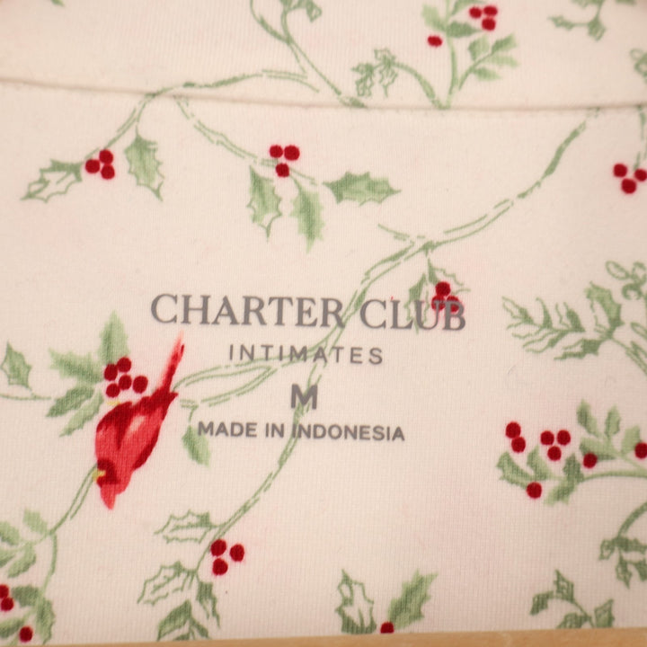 Charter Club Intimates Sleepshirt Women Medium White Floral Stretch Notch Collar