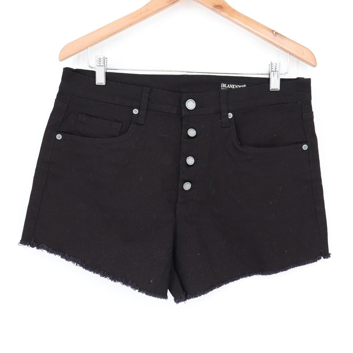 BlankNYC The Barrow Black High Rise Button Fly Raw Hem Denim Shorts Size 31