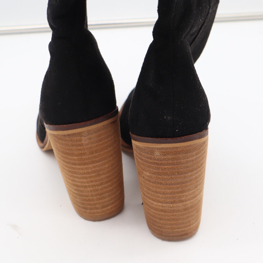 Mi.iM Womens Black Faux Suede Over The Knee Block Heel Boots Size 9 Pointed Toe