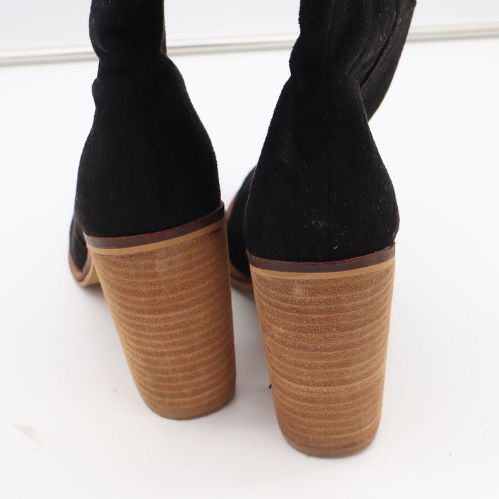 Mi.iM Womens Black Faux Suede Over The Knee Block Heel Boots Size 9 Pointed Toe