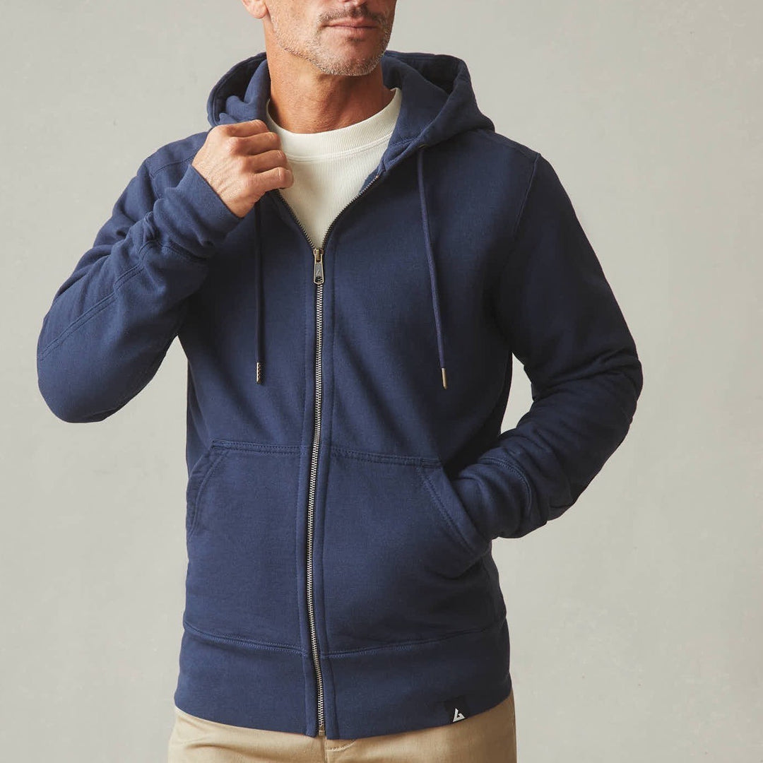 American Giant Classic Full Zip Hoodie Mens 2XL Oxford Blue Cotton Slim Fit