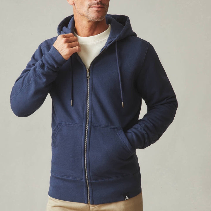 American Giant Classic Full Zip Hoodie Mens 2XL Oxford Blue Cotton Slim Fit