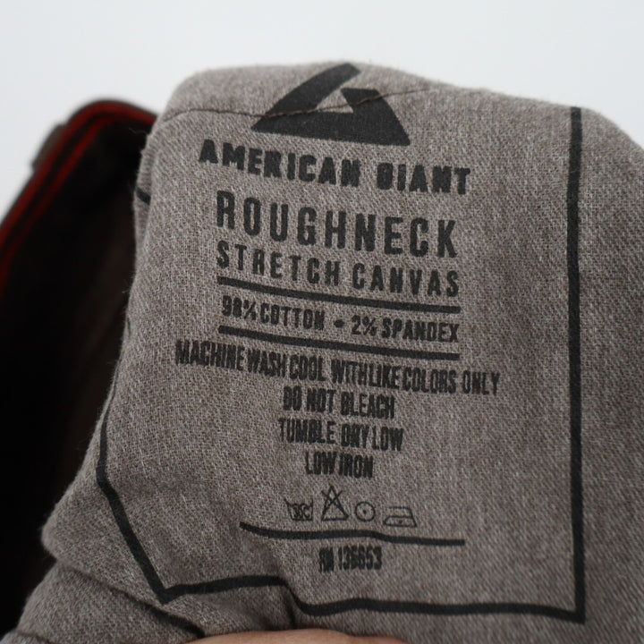 American Giant Roughneck Straight Pants Mens 36X30 Brown Canvas Preppy Stretch