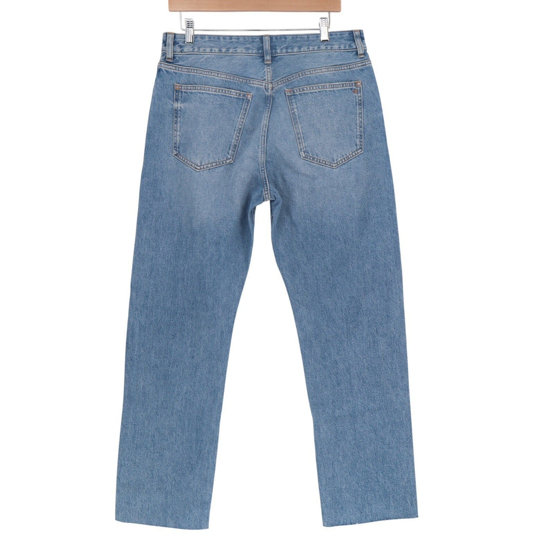 Madewell The Curvy Dean Easy Straight Jeans Womens 29 Blue Denim Distressed