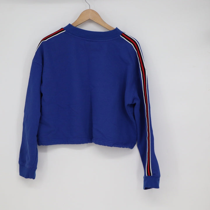 NBA Philadelphia Sixers Cropped Sweatshirt Blue XL Side Stripe Drawstring Hem