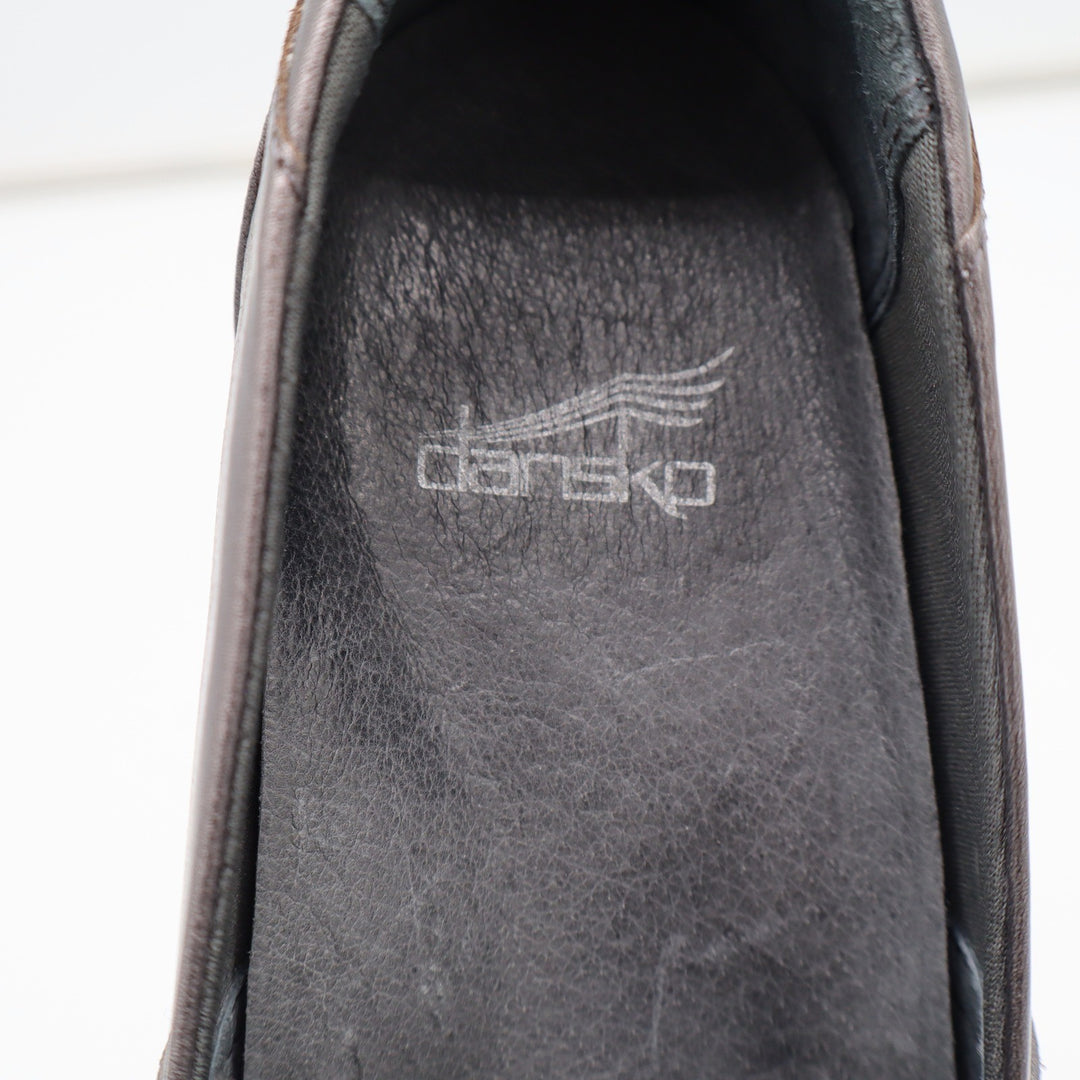 Dansko Fawna Pewter Metallic Leather Slip On Wedge Shoes Womens Size 36