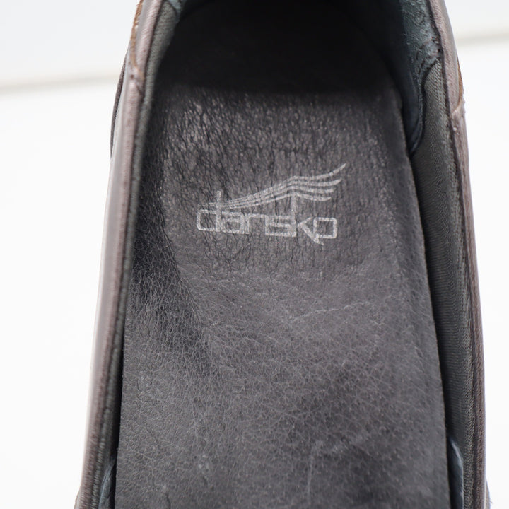 Dansko Fawna Pewter Metallic Leather Slip On Wedge Shoes Womens Size 36