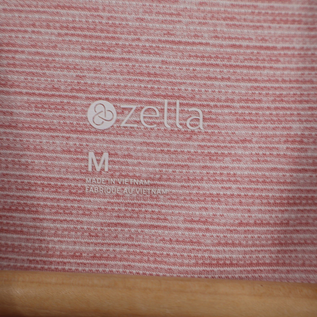 Zella Mens Space Dye Performance Polo Shirt Pink White Short Sleeve Size M