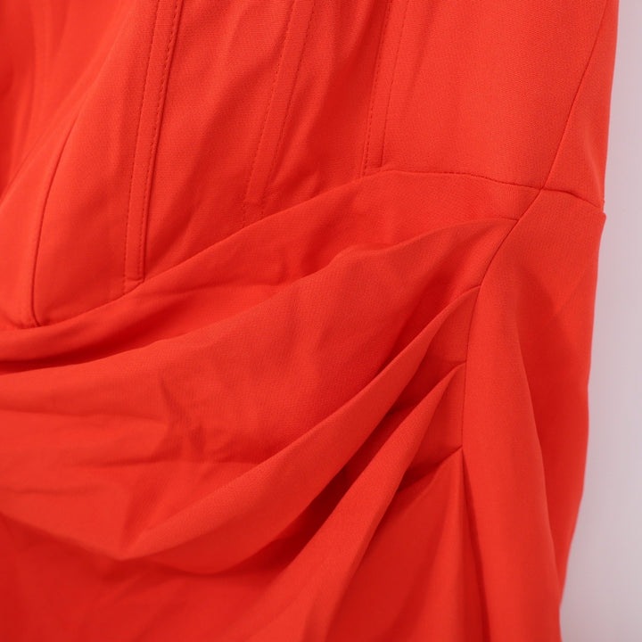 Showpo Avery Midi Dress Orange Strapless Draped Side Split US 14 NEW