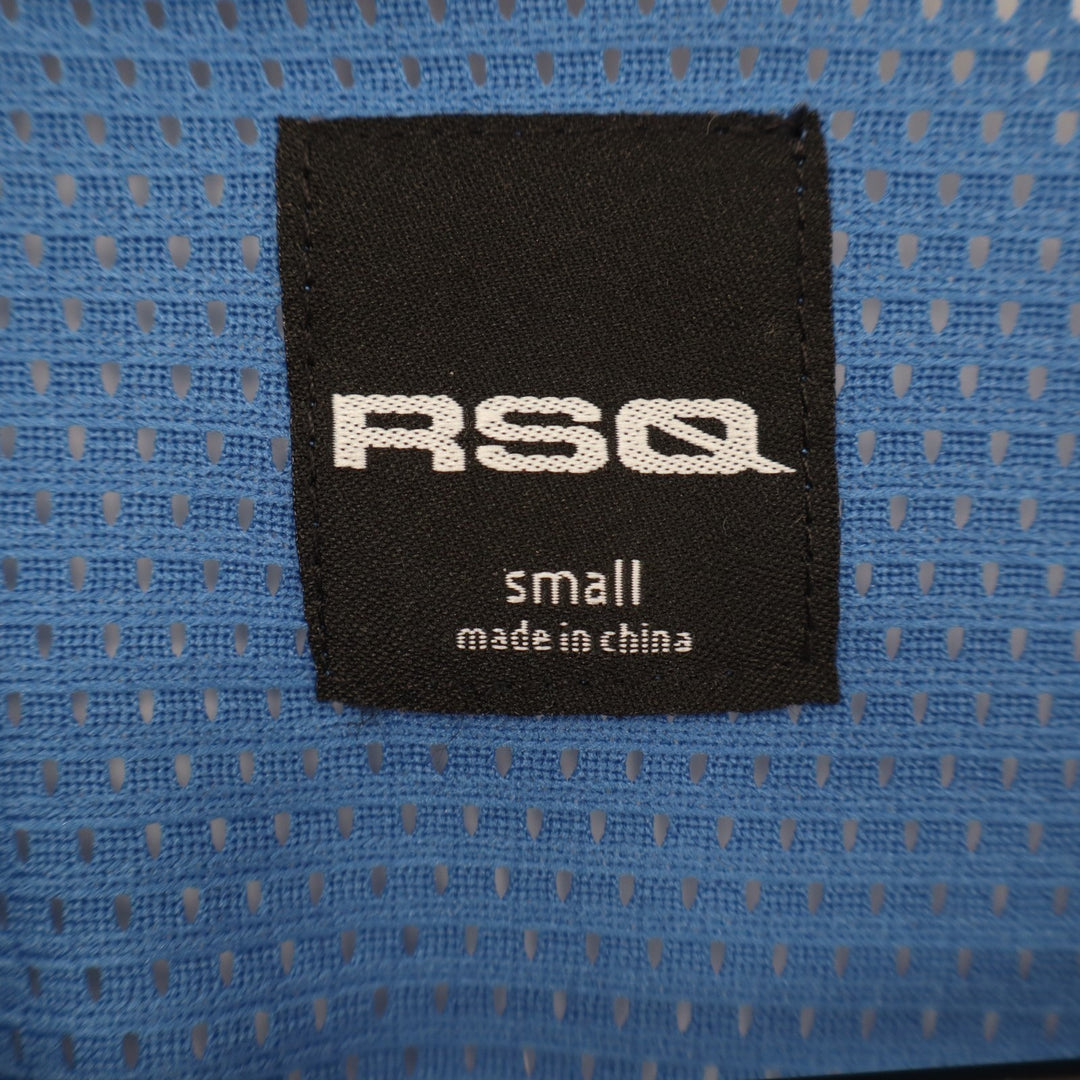 RSQ Football Crop Jersey Womens Small Blue Mesh V-Neck Short Sleeve Pullover