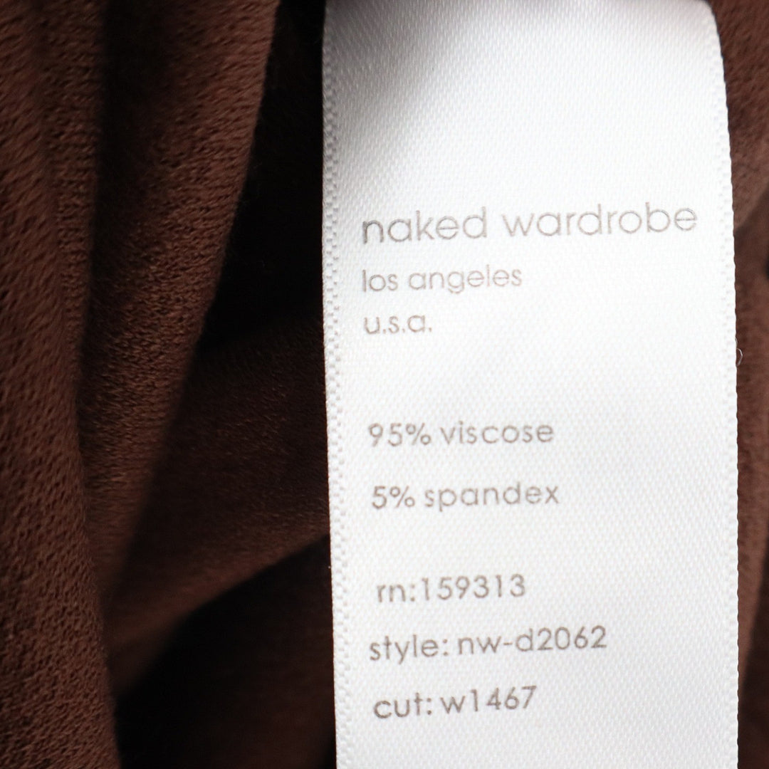 Naked Wardrobe Womens Chocolate Brown Asymmetric One Shoulder Mini Dress L