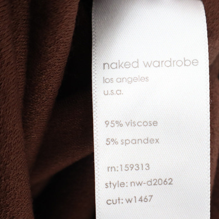 Naked Wardrobe Womens Chocolate Brown Asymmetric One Shoulder Mini Dress L