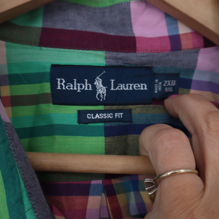 Ralph Lauren Shirt Mens 2XB Classic Fit Green Plaid Button-Down Excellent