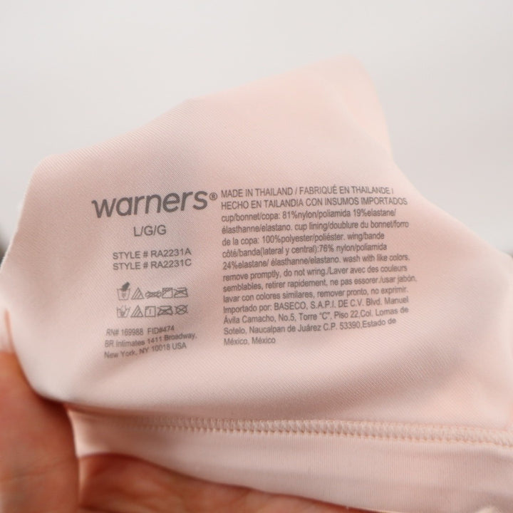 Warners No Side Effects T-Shirt Bra Womens L Blush Underarm Smoothing Wireless