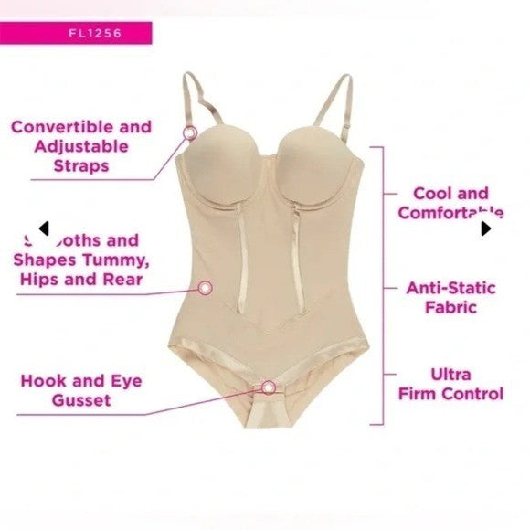 Maidenform Ultra-Firm Convertible Body Shaper With Underwire Bra Size 38D
