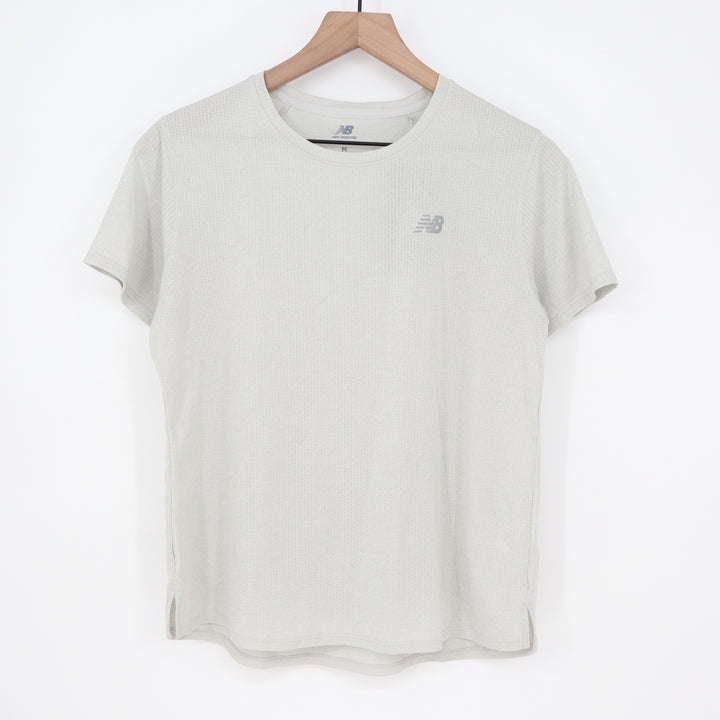 New Balance Womens Athletics Tee WT41253 Light Grey Mesh Training Shirt Size M