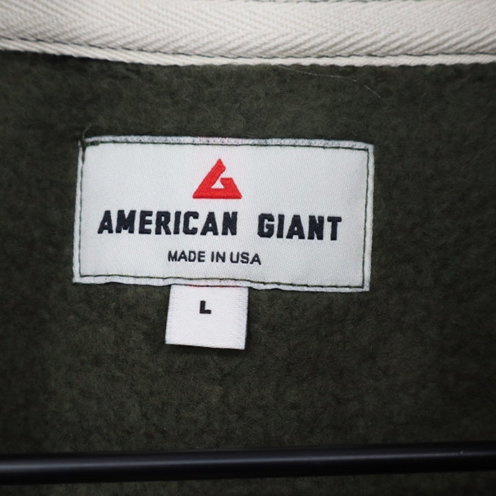 American Giant Midweight Half Zip Sweatshirt Women Large Olive Green Relaxed Fit