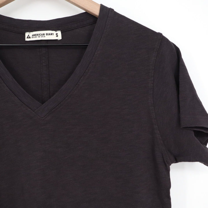 American Giant Womens Size S Black V Neck Supima Cotton T Shirt Made in USA
