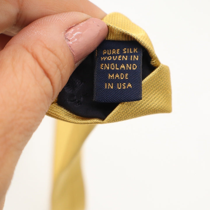 Brooks Brothers Makers Gold Silk Tie Solid Ribbed Woven in England Made in USA