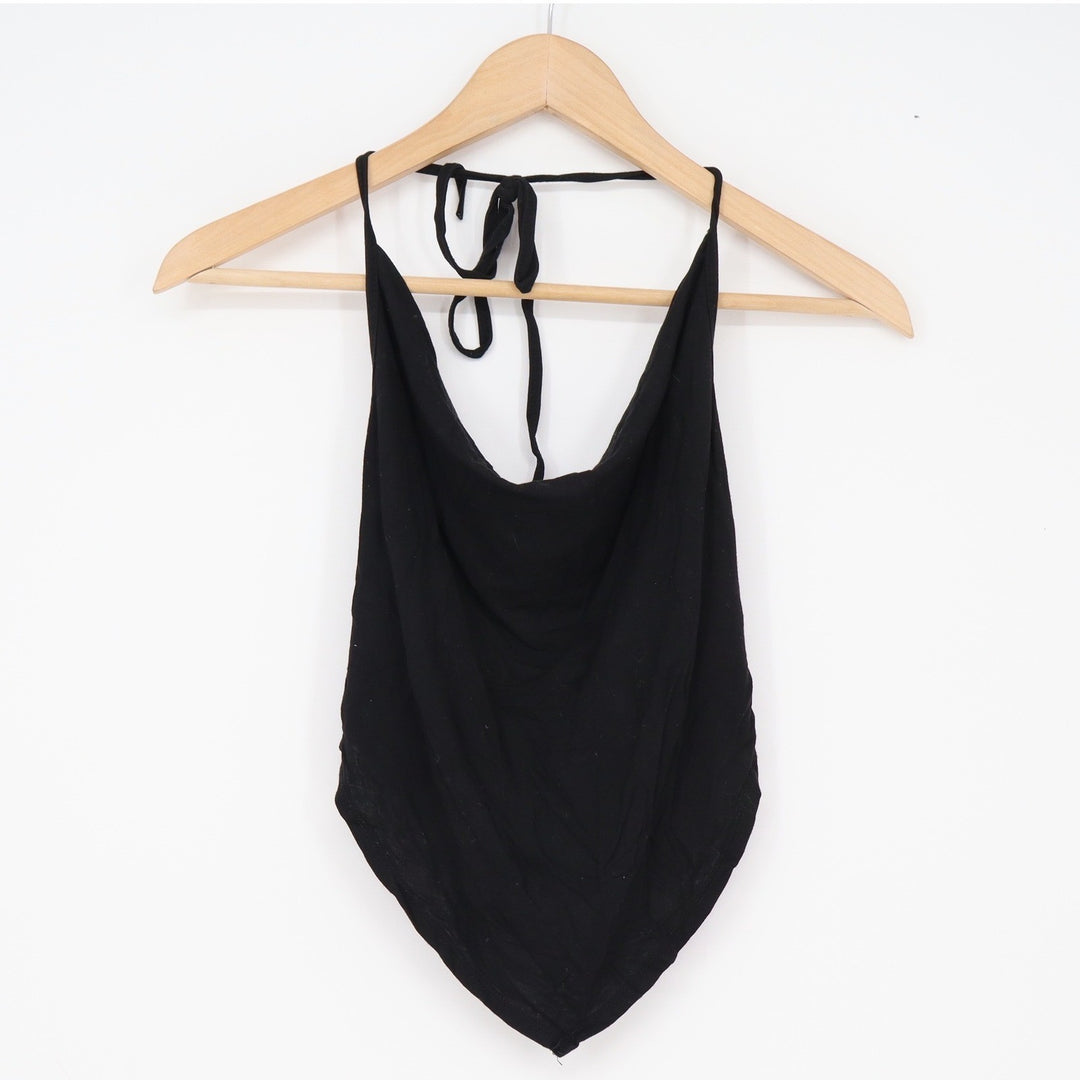 Unbranded Halter Top Womens N/A Cowl Neck Black Handkerchief Hem Excellent