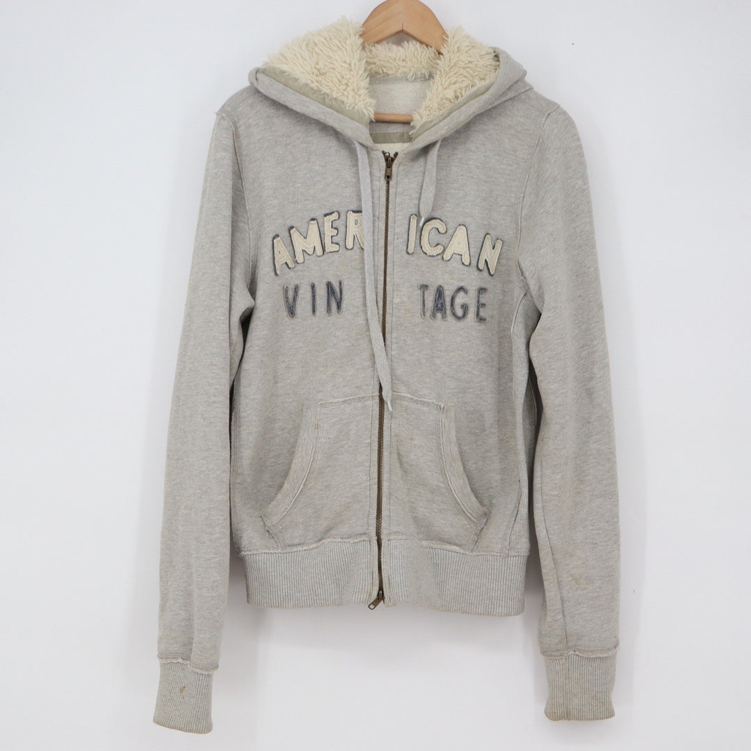 Freedom 2 Be Hoodie Womens XL American Vintage Gray Sherpa Hood Zip Up Fair