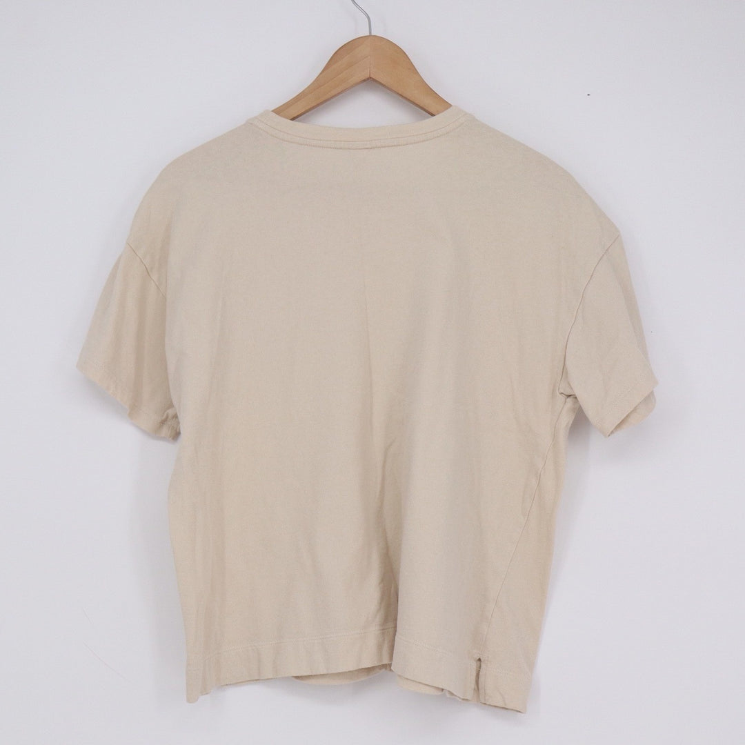 Old Navy Vintage Tee Beige Tan Short Sleeve Boxy Crew Neck T-Shirt Womens M