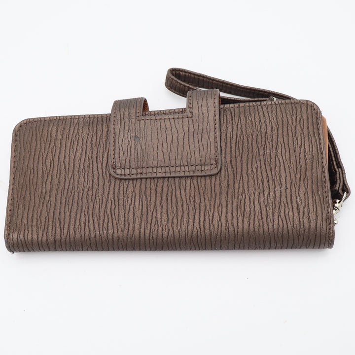 Kenneth Cole Reaction Wristlet Womens OS Brown Textured Metallic Snap Good