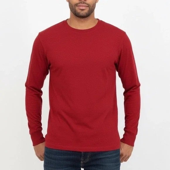 American Giant Mens Red Long Sleeve Crew Neck T Shirt Size L Made in USA