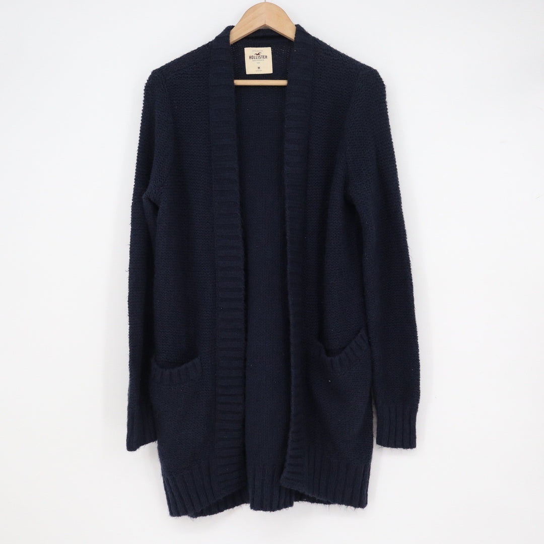 Hollister Womens Navy Blue Textured Chunky Knit Open Front Cardigan Sweater M