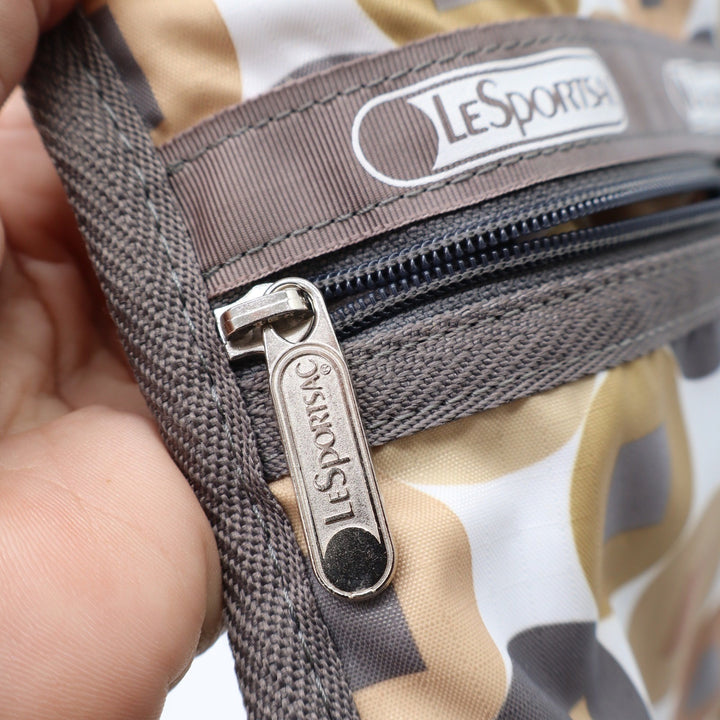 LeSportsac Deluxe Everyday Bag Geometric Circle Square Tan Brown Crossbody